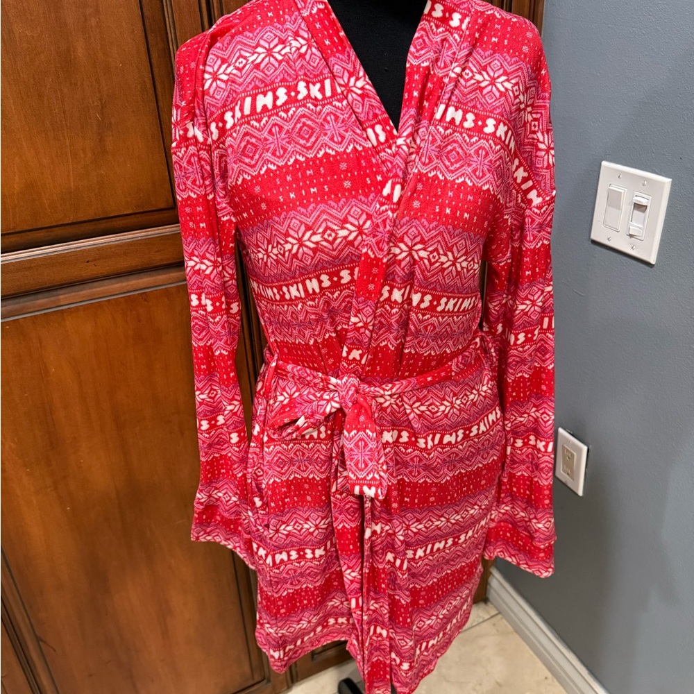 SKIMS Red Patterned Robe